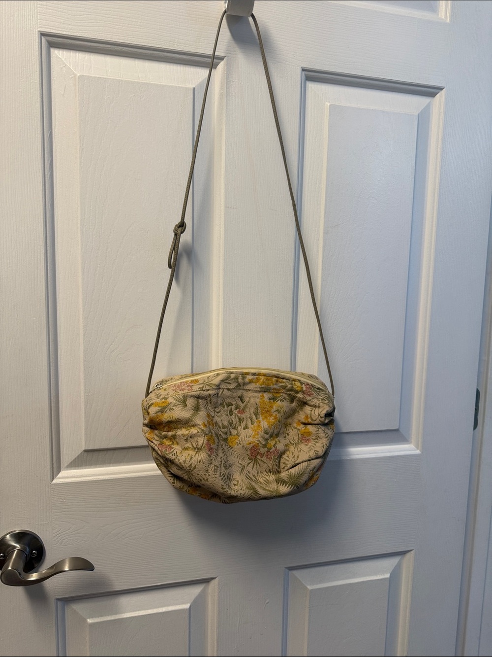 Carlos Falchi Beige Crossbody with Yellow Floral Accents